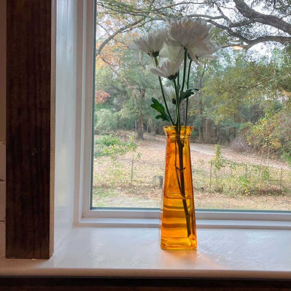 Vintage Amber Glass Vase - Elegant Home Accent